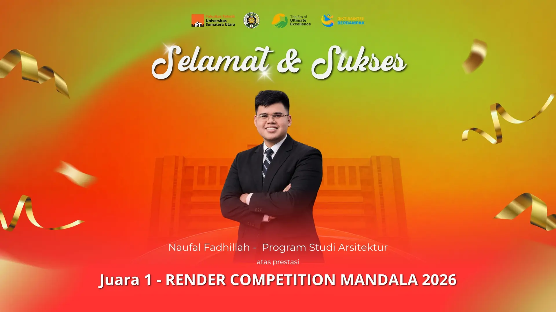 Mahasiswa FT USU Raih Juara I Render Competition Mandala 2026
